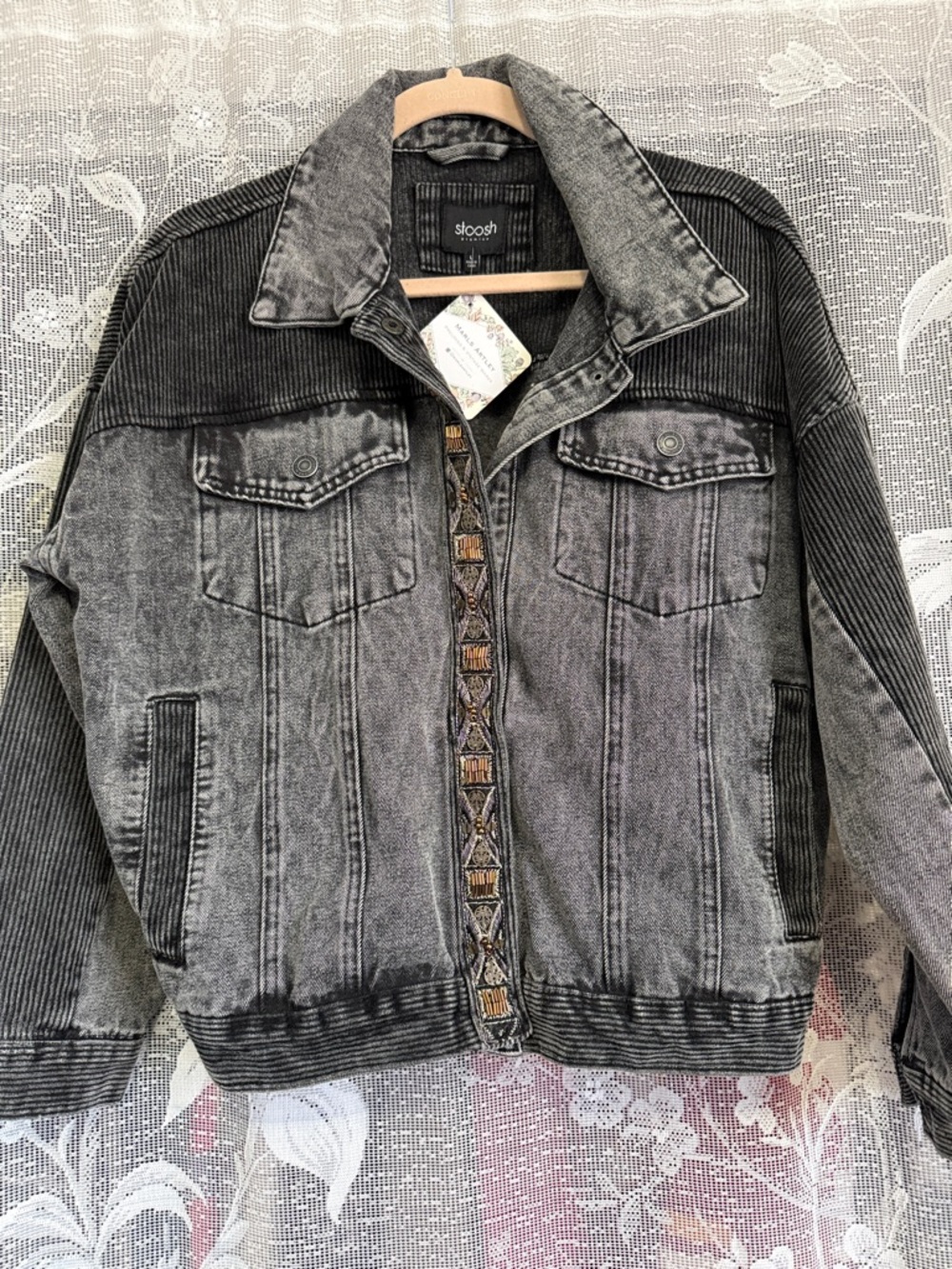 Stoosh black/grey corduroy denim jean jacket